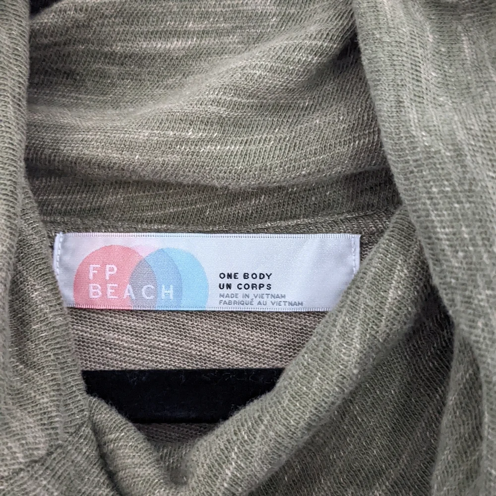 Free People Beach Cocoon Top One Body Funnel Neck Top Rolled Hem  Green - Picture 8 of 16